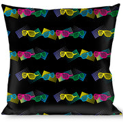 Buckle-Down Throw Pillow - Eighties Shades Black/Neon Throw Pillows Buckle-Down   