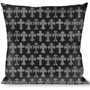 Buckle-Down Throw Pillow - Elegant Crosses Black/Grays Throw Pillows Buckle-Down   