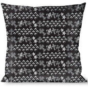 Buckle-Down Throw Pillow - Elegant Crosses/Stars/Studs Black/Grays Throw Pillows Buckle-Down   