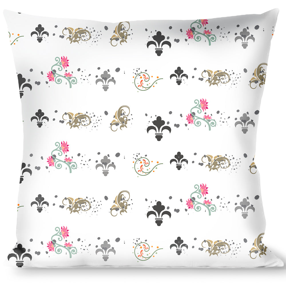 Buckle-Down Throw Pillow - Flower Splatter White/Gray Throw Pillows Buckle-Down   