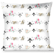 Buckle-Down Throw Pillow - Flower Splatter White/Gray Throw Pillows Buckle-Down   