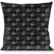 Buckle-Down Throw Pillow - Fleur-de-Lis Outline w/Filigree Black/Gray Throw Pillows Buckle-Down   