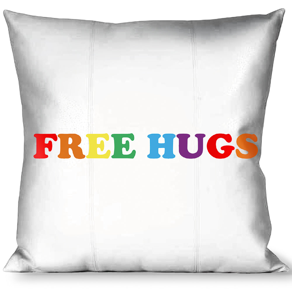 Buckle-Down Throw Pillow - FREE HUGS White/Multi Color Throw Pillows Buckle-Down   