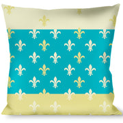 Buckle-Down Throw Pillow - Fleur-de-Lis2 Baby Blue/Tan/Lime Green Throw Pillows Buckle-Down   