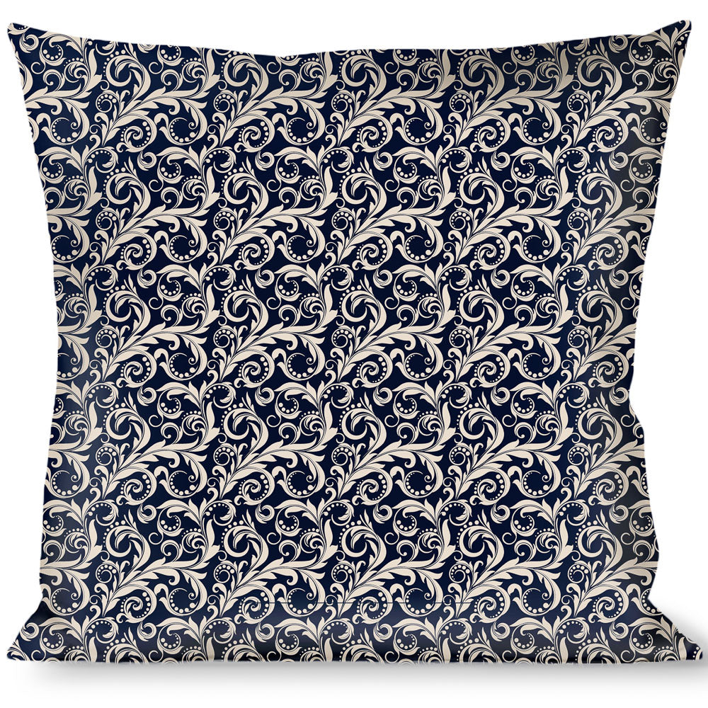 Buckle-Down Throw Pillow - Filigree Navy/Khaki Throw Pillows Buckle-Down   