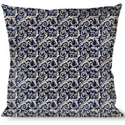 Buckle-Down Throw Pillow - Filigree Navy/Khaki Throw Pillows Buckle-Down   