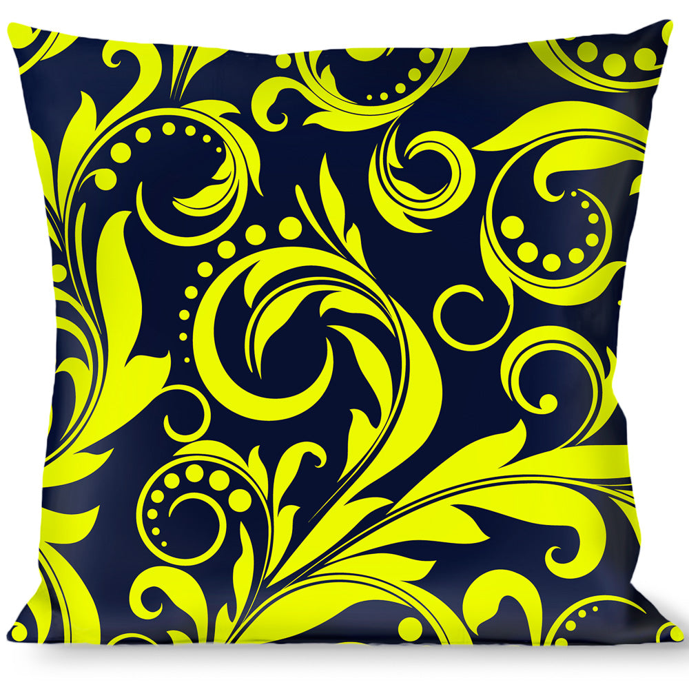 Buckle-Down Throw Pillow - Filigree Navy/Yellow Throw Pillows Buckle-Down   