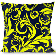 Buckle-Down Throw Pillow - Filigree Navy/Yellow Throw Pillows Buckle-Down   