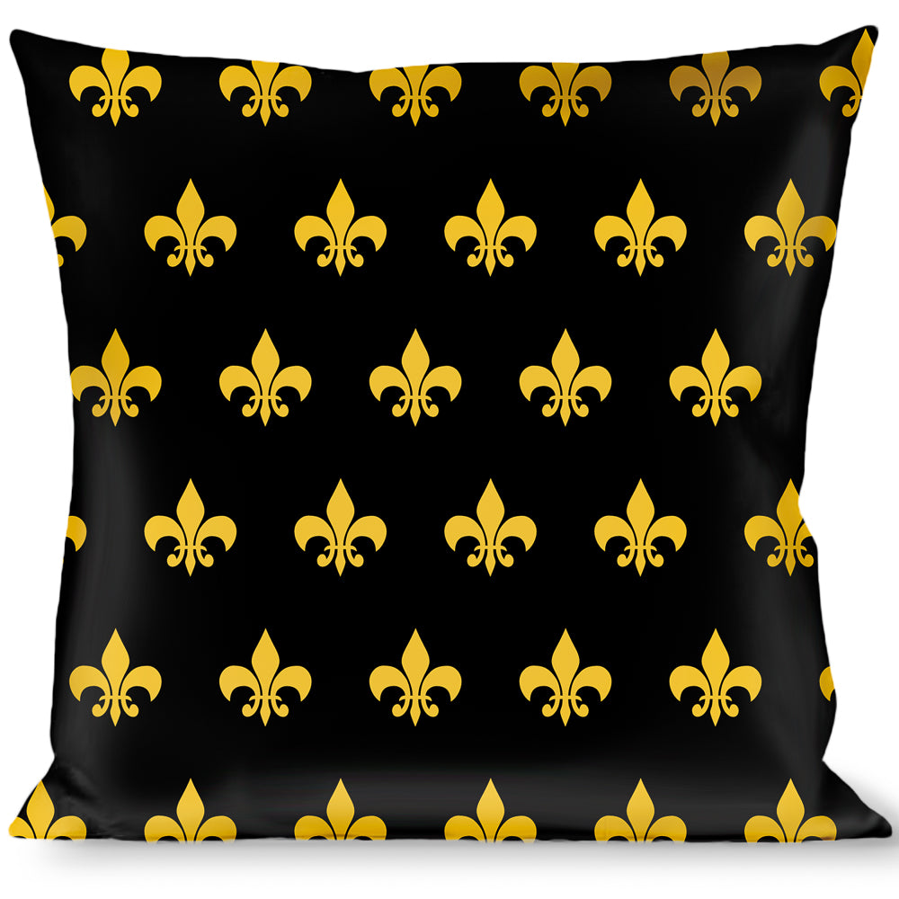 Buckle-Down Throw Pillow - Fleur-de-Lis Black/Yellow Throw Pillows Buckle-Down   