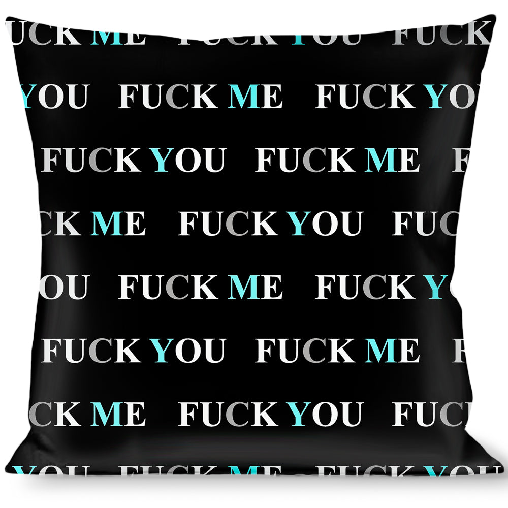 Buckle-Down Throw Pillow - FUCK YOU/FUCK ME Black/White/Blue Throw Pillows Buckle-Down   