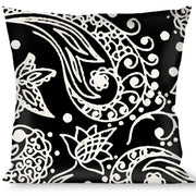 Buckle-Down Throw Pillow - Floral Paisley Black/White Throw Pillows Buckle-Down   