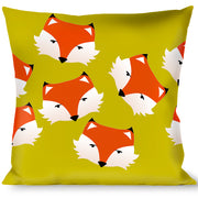Buckle-Down Throw Pillow - Fox Face Scattered Warm Olive Throw Pillows Buckle-Down   