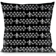 Buckle-Down Throw Pillow - Fleur-de-Lis/Studs Black/Grays Throw Pillows Buckle-Down   