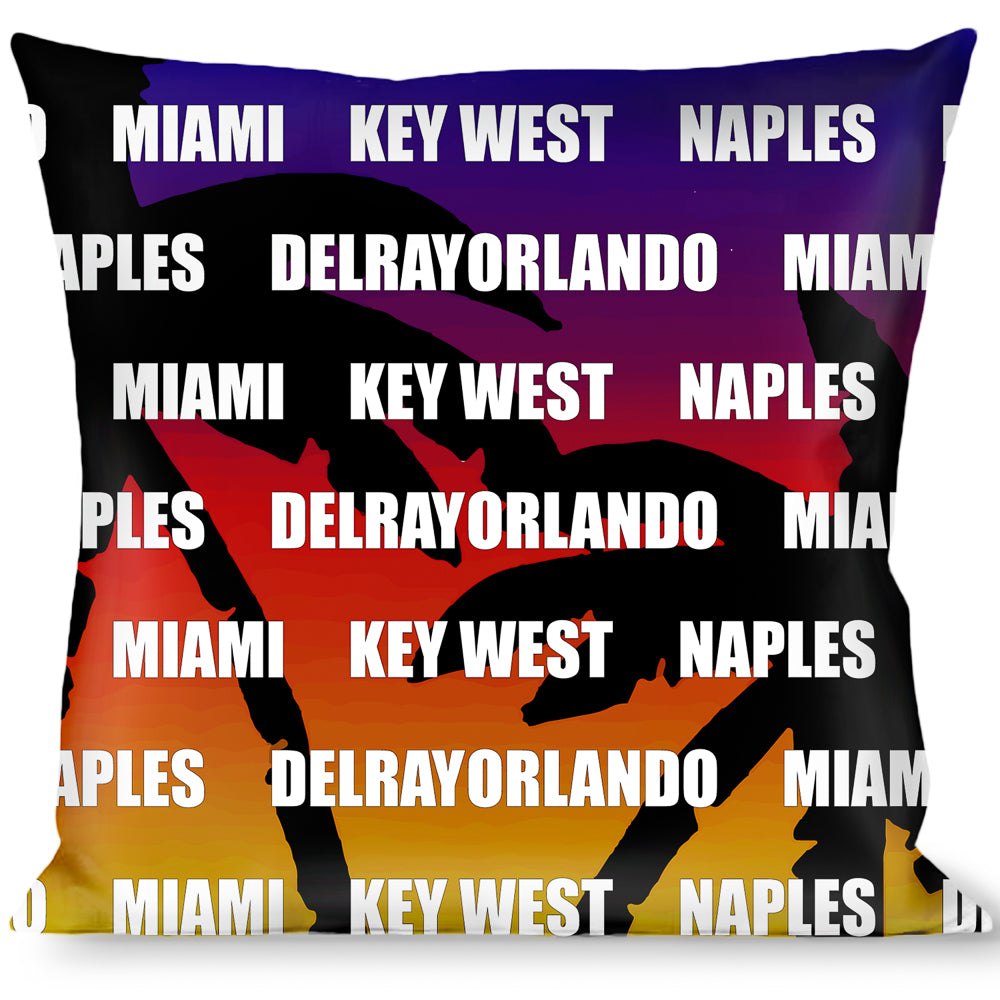 Buckle-Down Throw Pillow - Florida Cities Palm Tree Sunset/White Throw Pillows Buckle-Down   