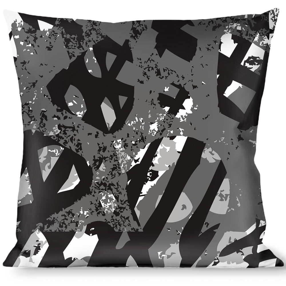 Buckle-Down Throw Pillow - Grunge Gears Black/White Throw Pillows Buckle-Down   
