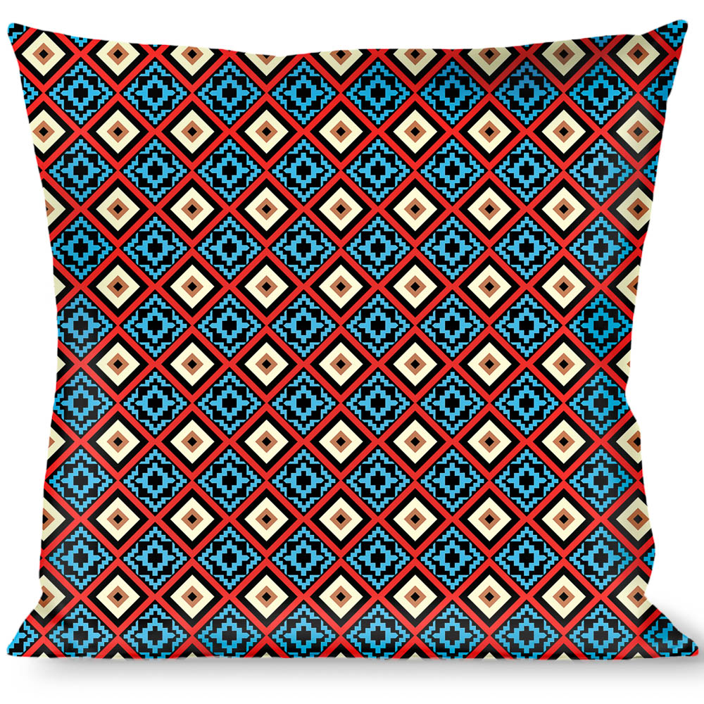 Buckle-Down Throw Pillow - Geometric1 Black/Red/Tan/Brown/Baby Blue Throw Pillows Buckle-Down   