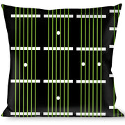 Buckle-Down Throw Pillow - Guitar Neck Black/White/Lime Green Throw Pillows Buckle-Down   