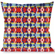 Buckle-Down Throw Pillow - Geometric Triangles/Stripe Red/White/Blues/Yellow Throw Pillows Buckle-Down   