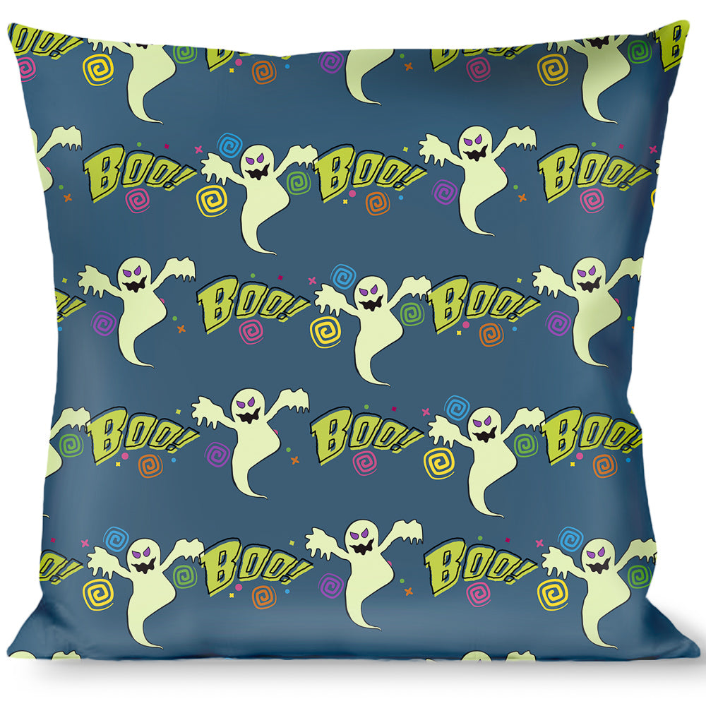 Buckle-Down Throw Pillow - Ghost BOO! Blue/Multi Color Throw Pillows Buckle-Down   