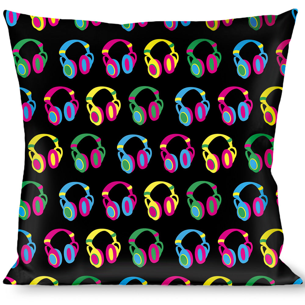 Buckle-Down Throw Pillow - Headphones Black/Neon Throw Pillows Buckle-Down   
