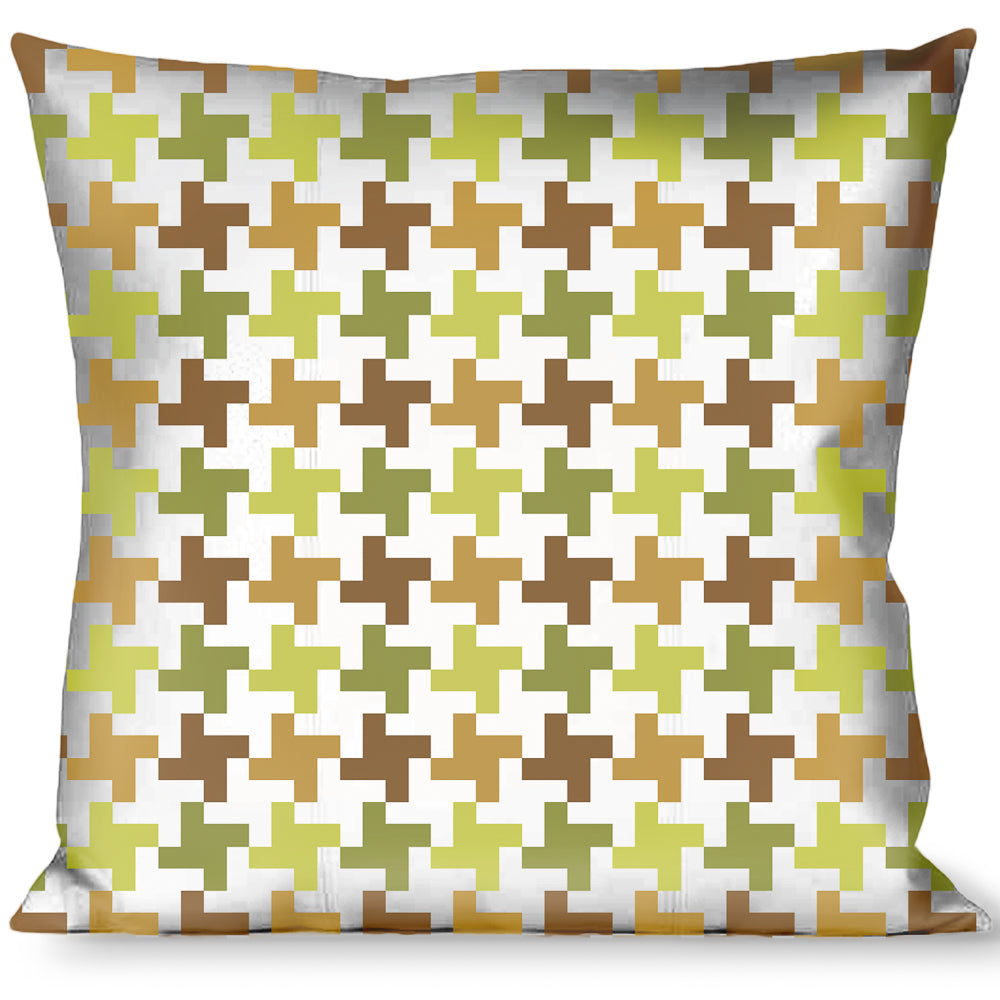 Buckle-Down Throw Pillow - Houndstooth White/Green/Brown Throw Pillows Buckle-Down   