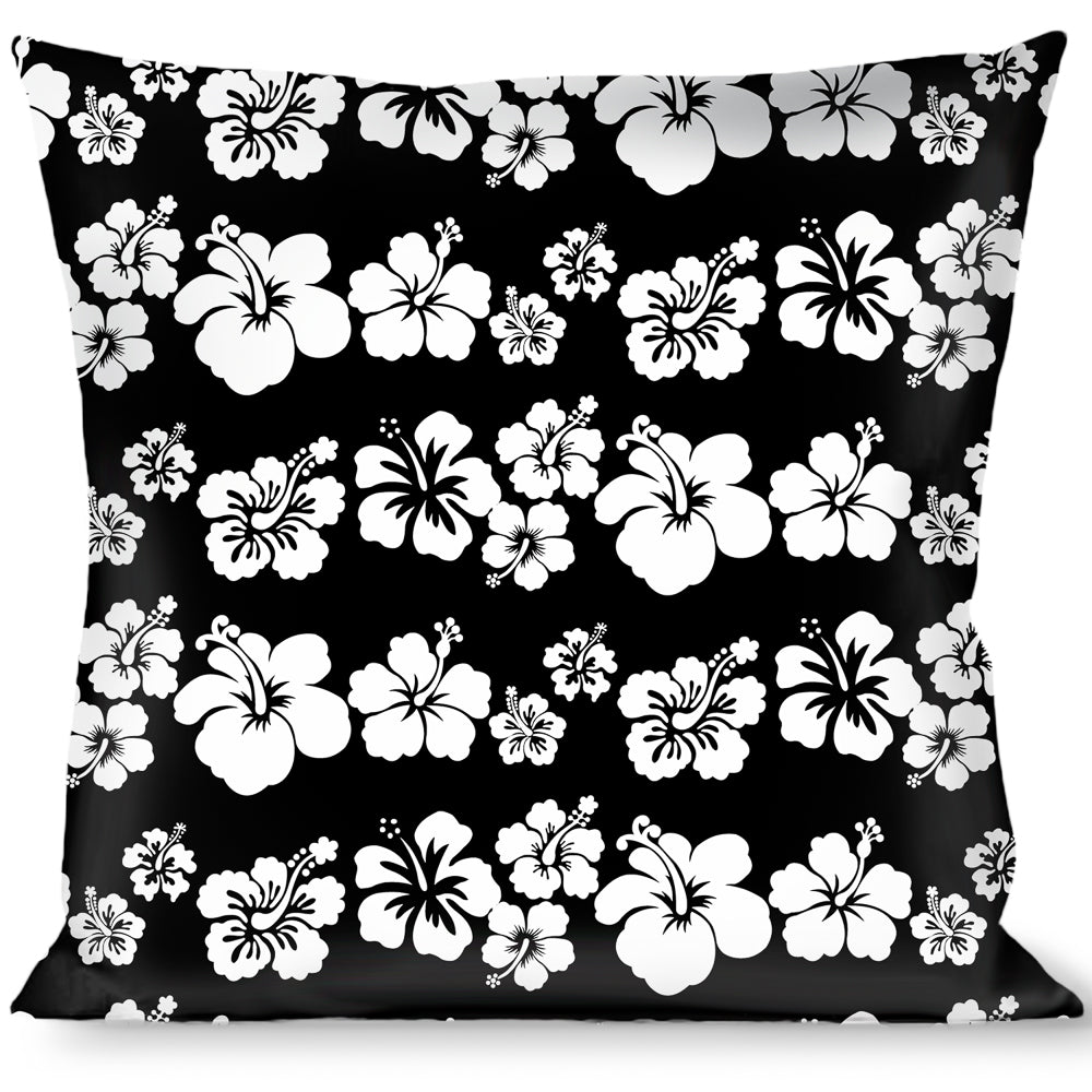 Buckle-Down Throw Pillow - Hibiscus Outline Black/White Throw Pillows Buckle-Down   