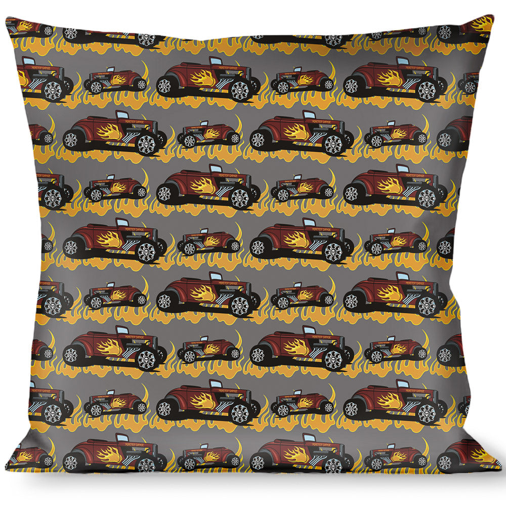 Buckle-Down Throw Pillow - Hot Rod w/Flames Throw Pillows Buckle-Down   