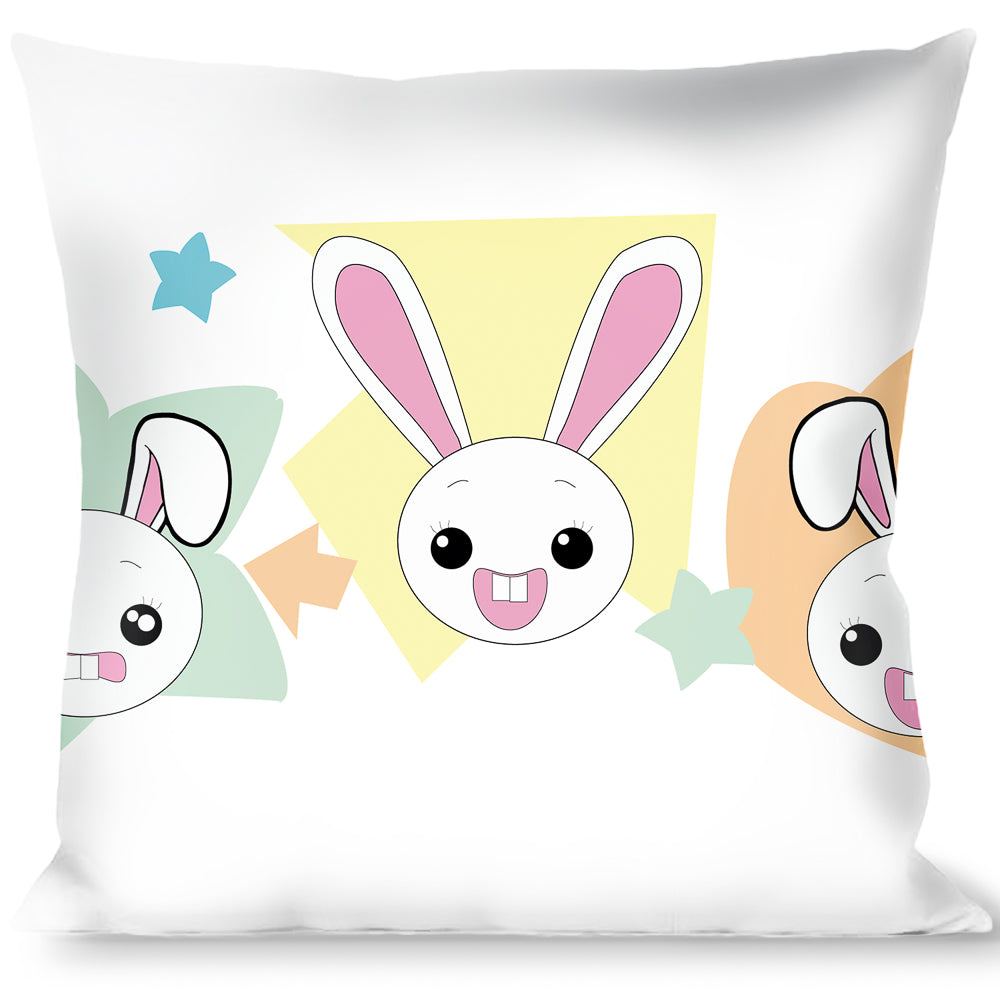 Buckle-Down Throw Pillow - Happy/Sad Bunnies & Stars White/Pastel Throw Pillows Buckle-Down   