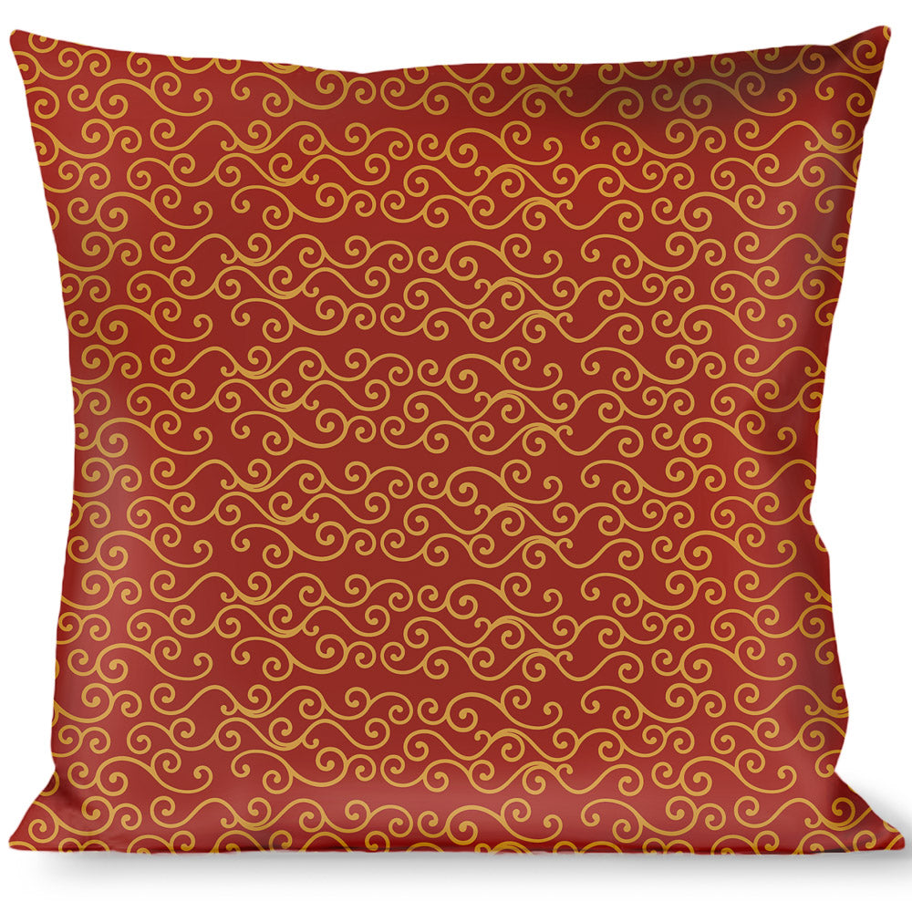 Buckle-Down Throw Pillow - Holiday Trim Swirls Red/Gold Throw Pillows Buckle-Down   