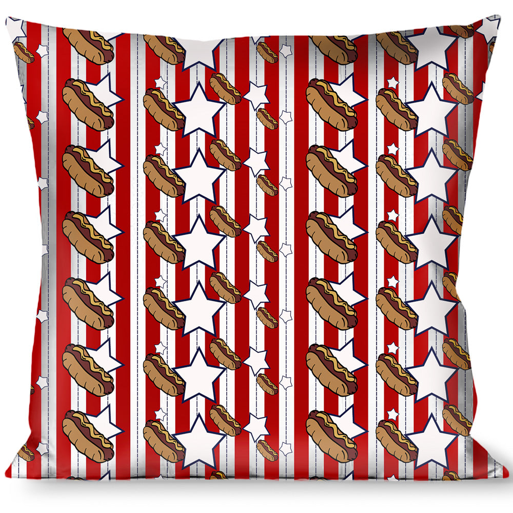 Buckle-Down Throw Pillow - Hot Dogs/Stars & Stripes Throw Pillows Buckle-Down   