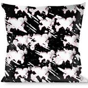 Buckle-Down Throw Pillow - Heart & Cross Bones w/Splatter Black/White Throw Pillows Buckle-Down   