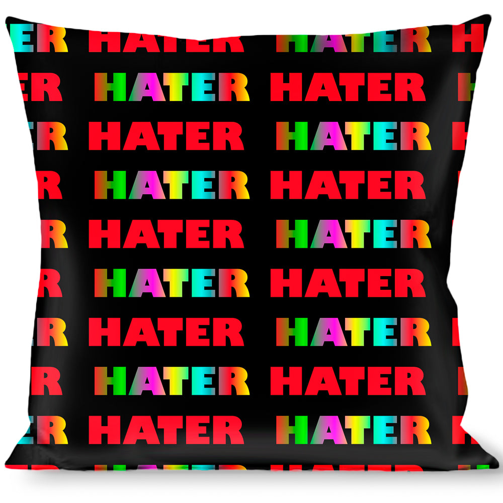 Buckle-Down Throw Pillow - HATER Black/Red/Rainbow Fade Throw Pillows Buckle-Down   
