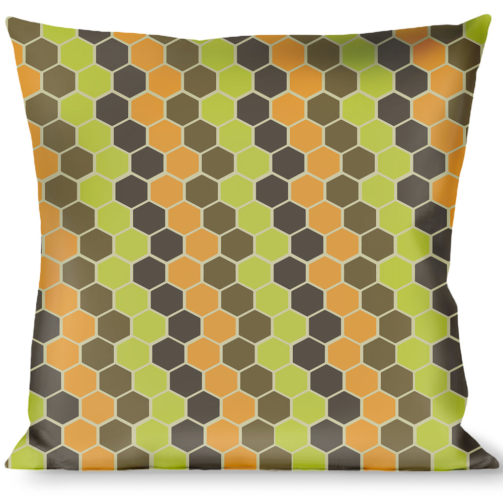 Buckle-Down Throw Pillow - Honeycomb Greens/Orange Throw Pillows Buckle-Down   
