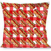 Buckle-Down Throw Pillow - Hot Dogs Buffalo Plaid White/Red Throw Pillows Buckle-Down   