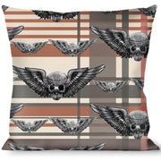 Buckle-Down Throw Pillow - Irish Skulls/Plaid Throw Pillows Buckle-Down   