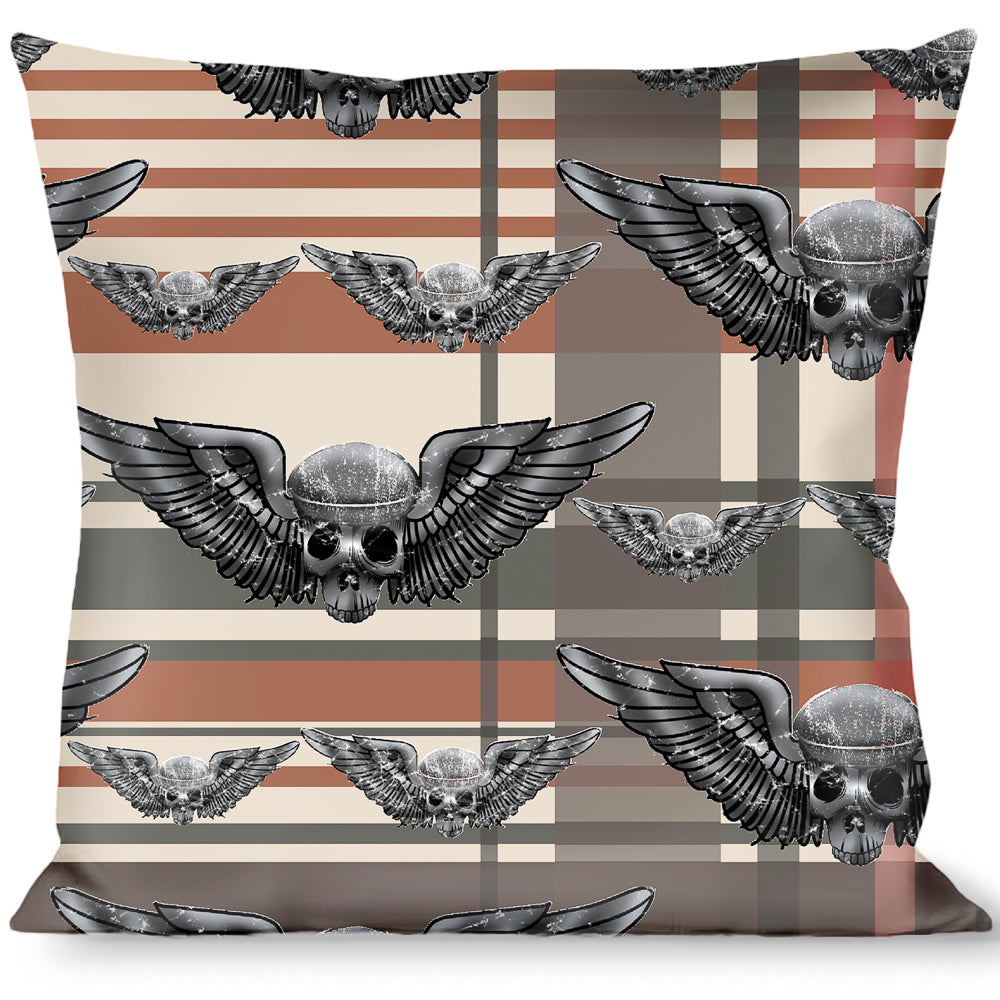 Buckle-Down Throw Pillow - Irish Skulls/Plaid Throw Pillows Buckle-Down   