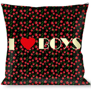 Buckle-Down Throw Pillow - I Heart BOYS Black/Cherries Throw Pillows Buckle-Down   