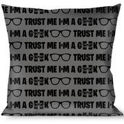Buckle-Down Throw Pillow - I'M A GEEK/Glasses Gray/Black Throw Pillows Buckle-Down   