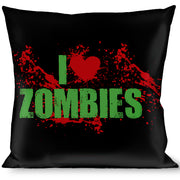 Buckle-Down Throw Pillow - I "Heart" ZOMBIES Bold Splatter Black/Green/Red Throw Pillows Buckle-Down   