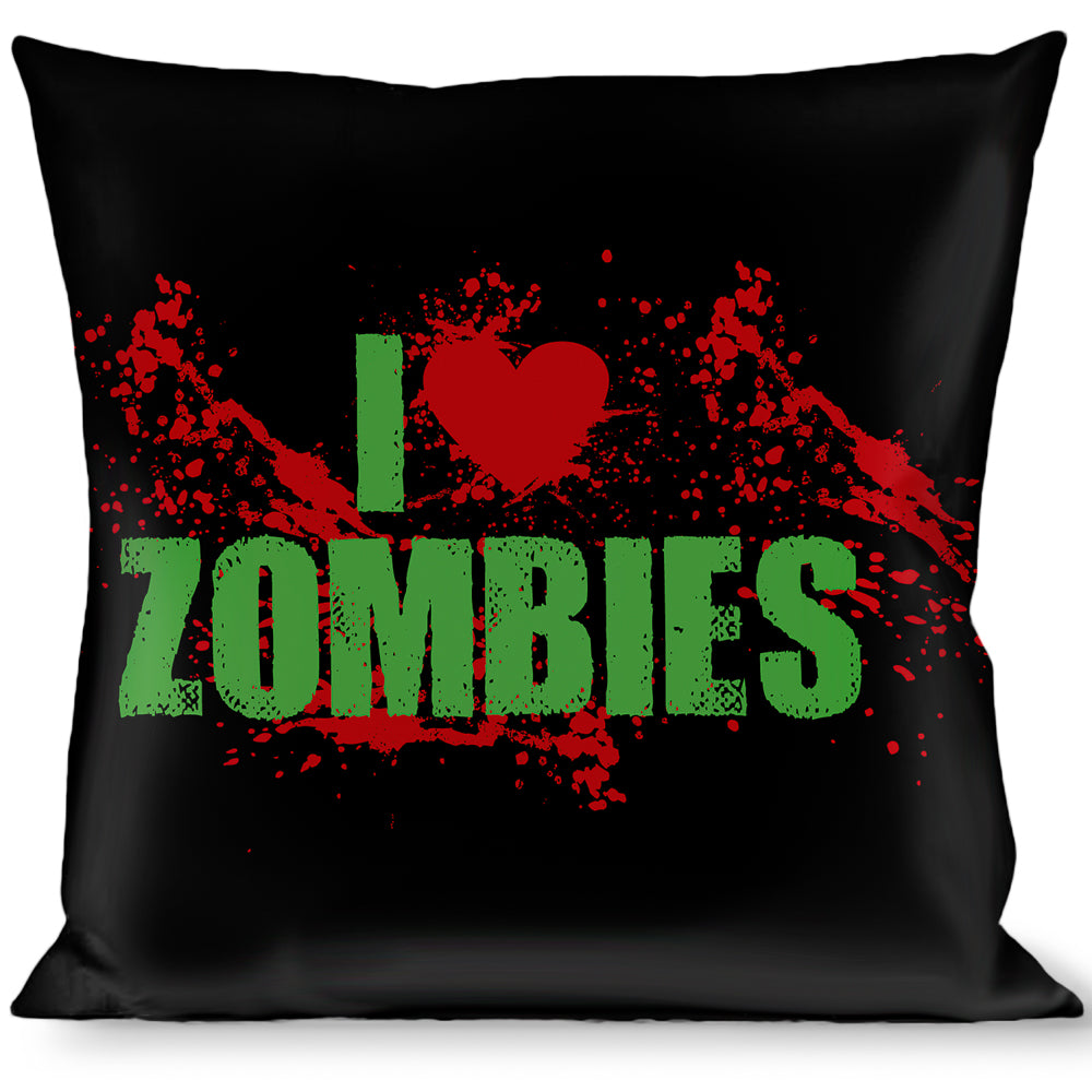 Buckle-Down Throw Pillow - I "Heart" ZOMBIES Bold Splatter Black/Green/Red Throw Pillows Buckle-Down   