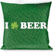 Buckle-Down Throw Pillow - I "Clover" BEER/Clover Outlines Greens/White Throw Pillows Buckle-Down   