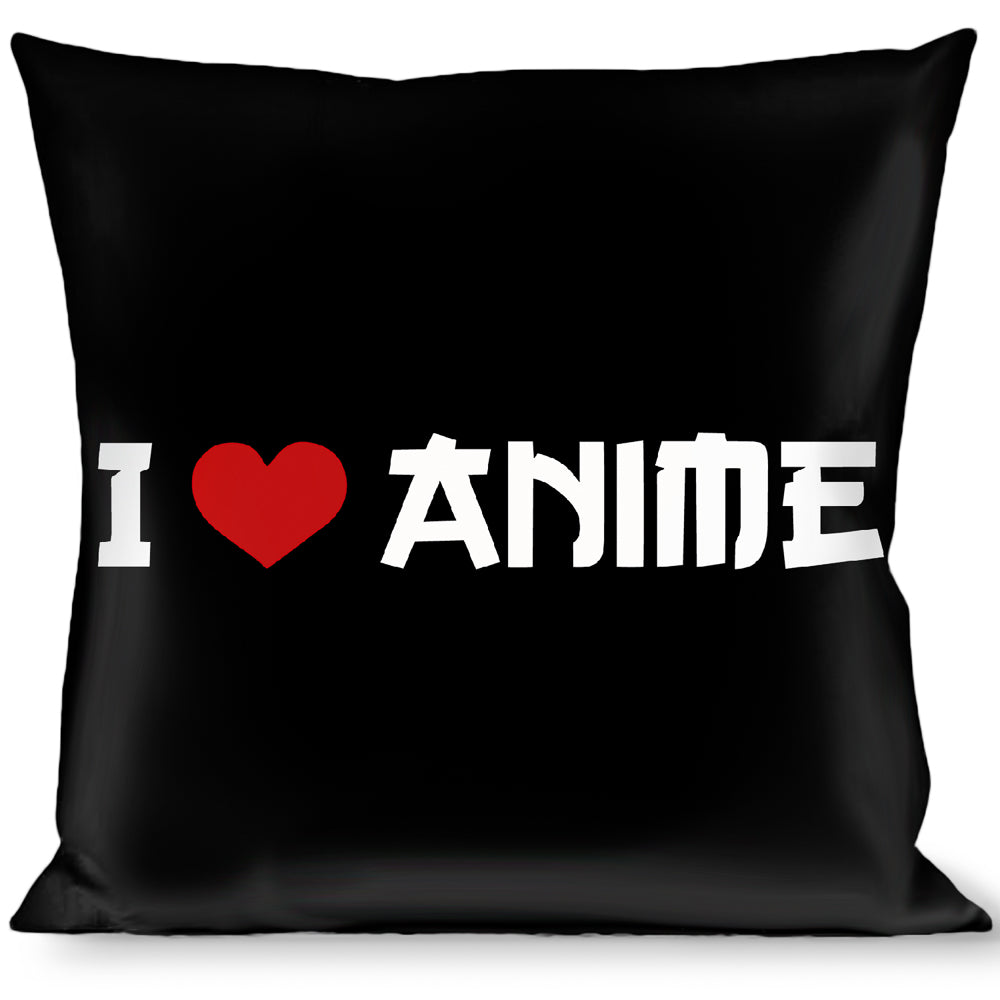 Buckle-Down Throw Pillow - I "Heart" ANIME Bold Black/White/Red Throw Pillows Buckle-Down   