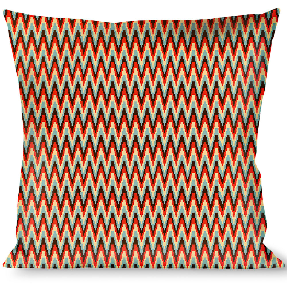 Buckle-Down Throw Pillow - Jagged Zig Zag Brown/Aqua/Cream/Red Throw Pillows Buckle-Down   