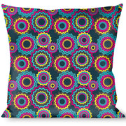 Buckle-Down Throw Pillow - Jagged Rings Teals/Fuchsia/Yellow Throw Pillows Buckle-Down   