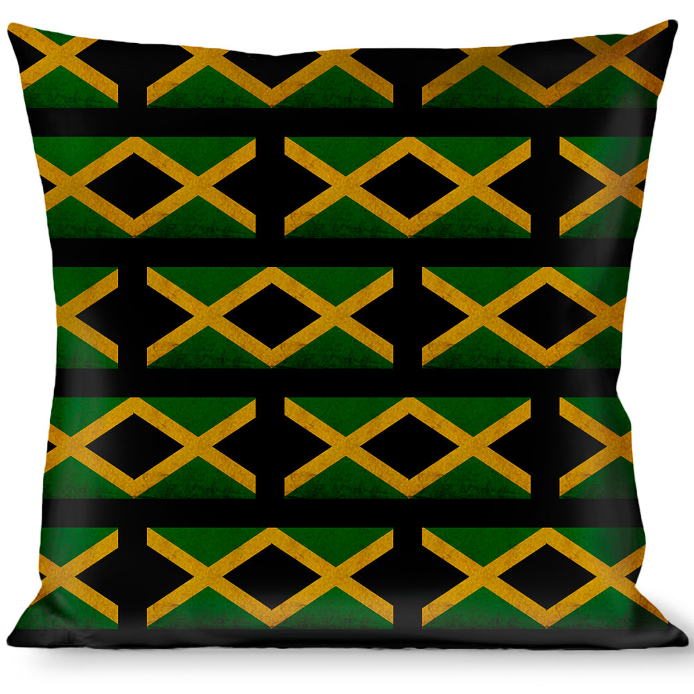 Buckle-Down Throw Pillow - Jamaica Flags Vintage Black Throw Pillows Buckle-Down   