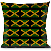 Buckle-Down Throw Pillow - Jamaica Flags Vintage Black Throw Pillows Buckle-Down   