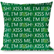 Buckle-Down Throw Pillow - KISS ME, I'M IRISH! Clovers Green/White Throw Pillows Buckle-Down   