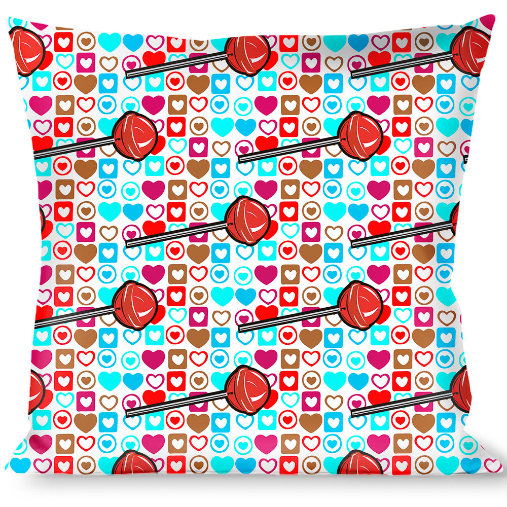 Buckle-Down Throw Pillow - Lollipop Hearts White Throw Pillows Buckle-Down   