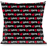 Buckle-Down Throw Pillow - Love/Hate Black/White/Fuchsia Throw Pillows Buckle-Down   