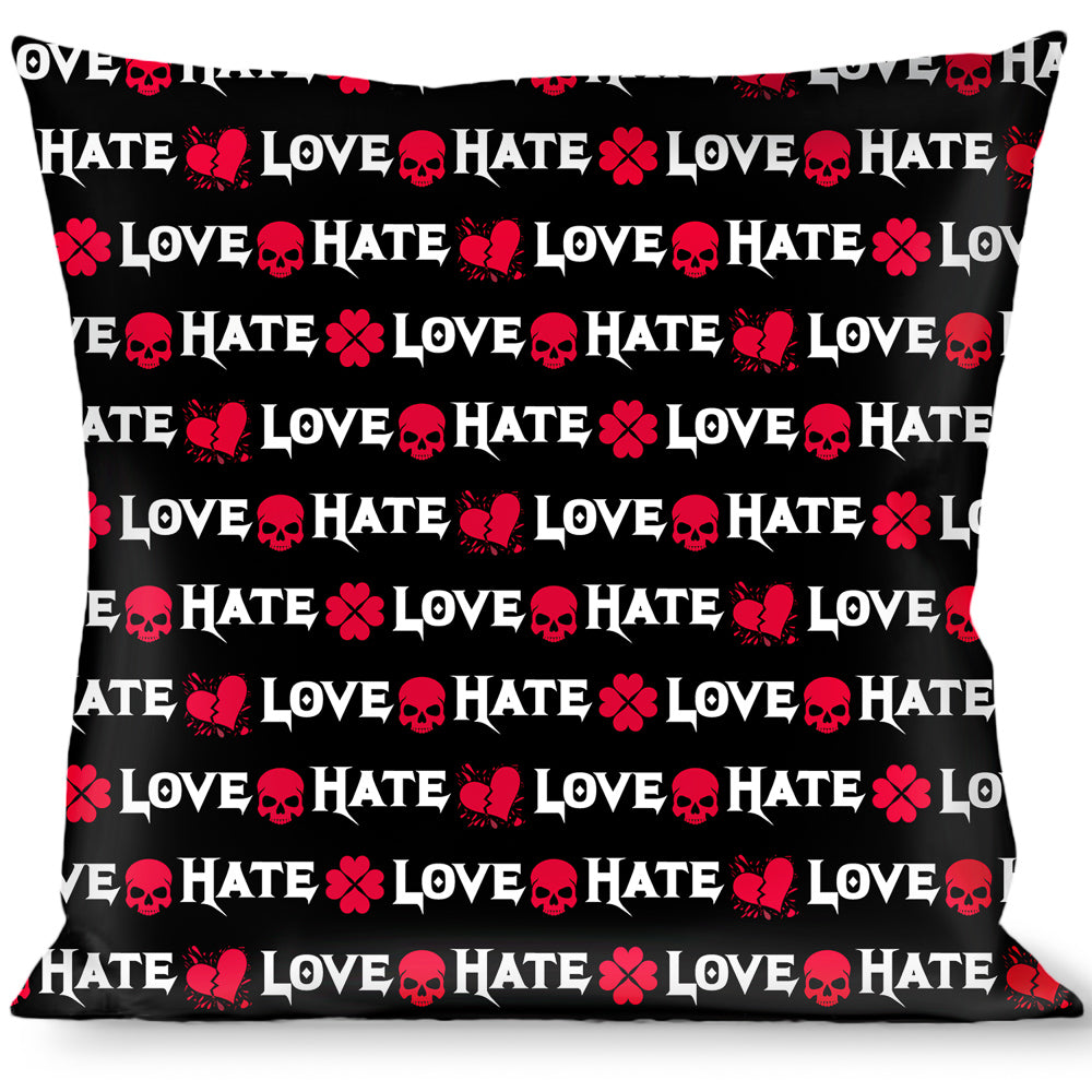Buckle-Down Throw Pillow - Love/Hate Black/White/Fuchsia Throw Pillows Buckle-Down   